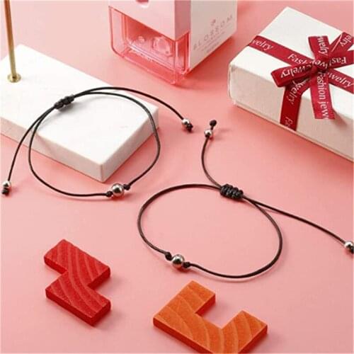 Paper Card Bracelet Pinky Promise Friendship Women Adjustable Natural Stone Lucky Black String Bracelets Femme Fashion Jewelry