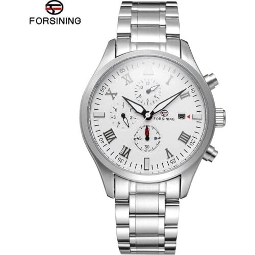 FORSINING Mean Watch Top Brand Luxury Automatic Mechanical Watches Stainless Steel Bracelet High Quality Self-wind Wrist Watch