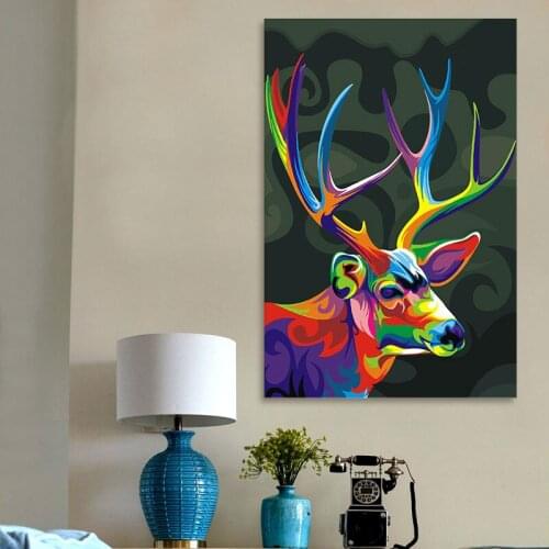 Diy digital painting colorful deer diy oil painting coloring by numbers oil painting practice for kids