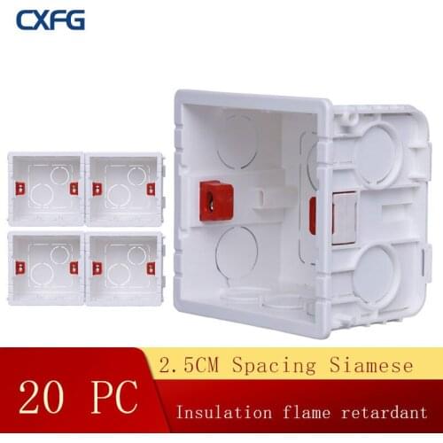 CXFG Wall Mounting Box Switch Socket Junction Box Concealed Built-In Box 86 Type 20pc White Red Blue Flame Retardant Box