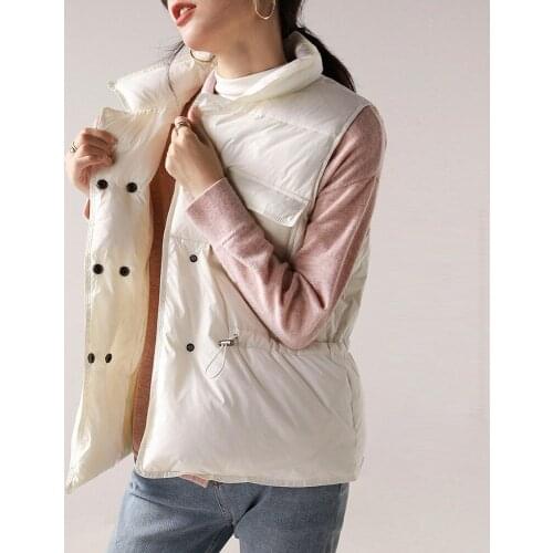 Wild stand-up collar short down vest korean version womens down jacket 2021 warm waist vest thicken womens coat