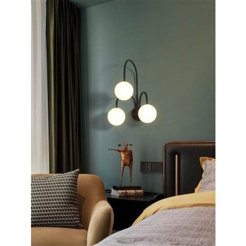 Design hanging curved tube wall lamps children bedroom bedside corridor wall sconces light luxury living room glass fixtures