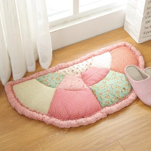 Handmade cotton patchwork mat Thick non-slip Bedside bedroom foyer mats Machine washable WSHYUFEI