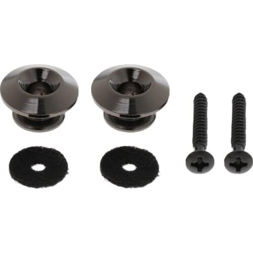 2 Pieces Black Strap Button with Fastening Screw for Electric Guitar Bass
