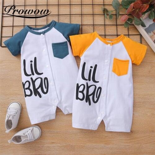 Prowow "Little Brother" Baby Boy Clothes Summer Newborn Overalls For Childrens Jumpsuits Costume Patchwork Male Baby Sleepwear