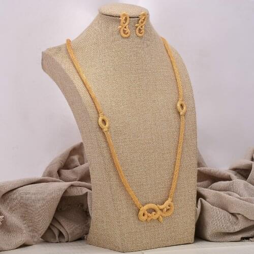 African jewelry set nigerian wedding For Women Heart Bridal African Gold Color Jewelry Set Dubai Necklace Earrings Bride Gift
