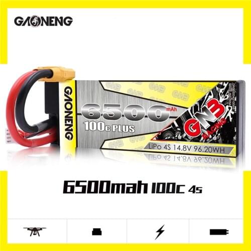 GAONENG GNB 6500mAh 14.8V 4S 100C PLUS Hardcase LiPo Battery XT90/XT60/Deans Plug for 1:8 1/8 RC Car four drive off-road RC Car