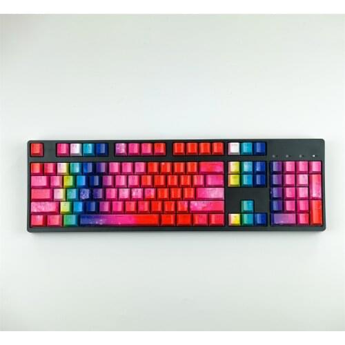 Mechanical Keyboard 104 Keycaps Original Starry Rainbow Art For ABS Material OME Profile Water Transfer Printing UV Bright Side