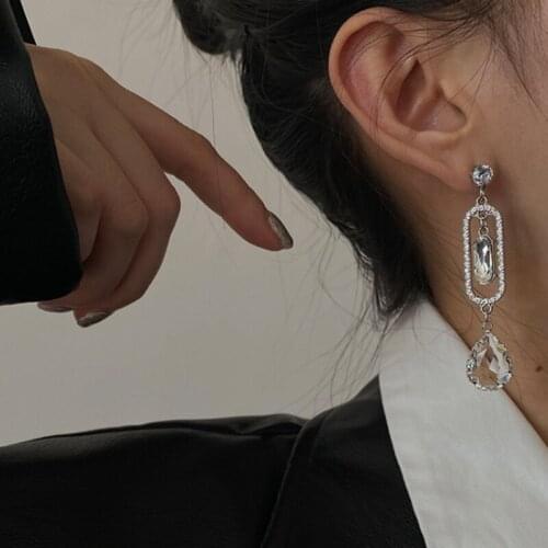 Fashion Large Luxury Transparent Water Drop Pendant Prom Earrings Party Wedding Holiday Gift Earrings for Women