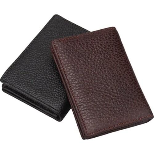 BISI GORO Leather Business Cards Holders Fashion Sheepskin Knitting New Multi Colors Cards Package Short Style Clip Men Business
