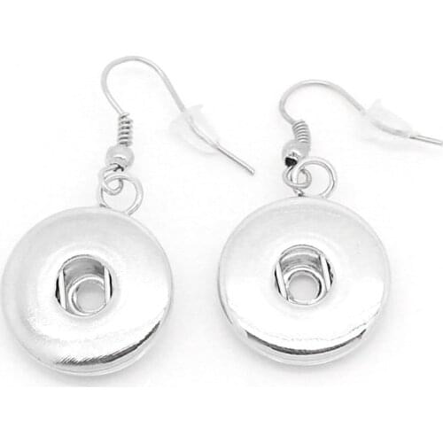 Fashion Simple Silver color/Golden metal snap Drop earrings snap earrings fit 12MM/18MM snap buttons jewelry JA0003
