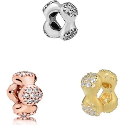 Modern Love Pods Spacer Clear CZ Fashion Female Jewelry Fits European Bracelets 925 Sterling Silver Jewelry For Jewelry Making