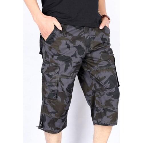 Mens Summer Cargo Short Pants 3/4 Length Straight Loose Baggy Short Boardshort Male Clothing Hip Hop Short Plus Size S-5XL