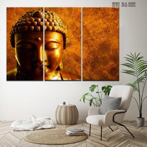 Wall Art Picture Home Decor Room 3 Pieces Abstract Vintage Zen Buddha Poster Framework HD Prints Canvas Buddha Paintings Modular
