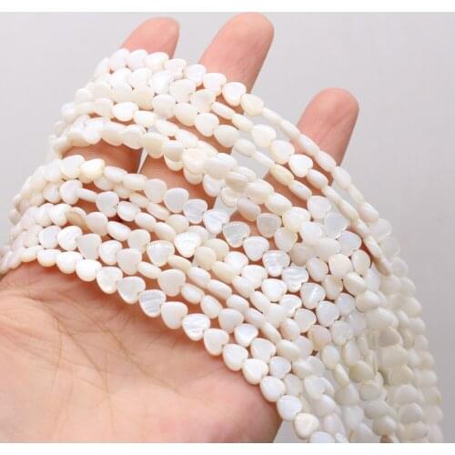 Natural Mother of Pearl Shell White Heart-shaped Beaded Handmade Crafts DIY Cute Necklace Bracelet Jewelry Bead Accessories 6mm