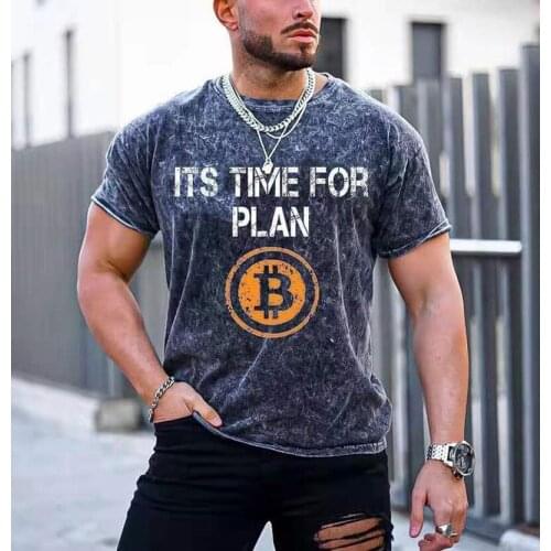 2021 Summer New Mens T-shirt Short-sleeved Bitcoin 3D Print Loose Round Neck PulloverT-shirt For Mens Tops Casual Streetwear