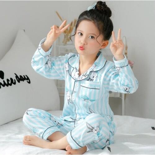 Boys Girls Sleepwear Spring Cotton Pajamas Sets Children Homewear for Boy Pyjamas Kids Nightwear 2-12Y Teenage Pijamas Clothes