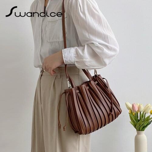 Pleated Drawstring Handbags Crossbody Messenger Shoulder Folded Tote Bags Women Female Ladies Girls Fashion 2021 Cross Body Chic