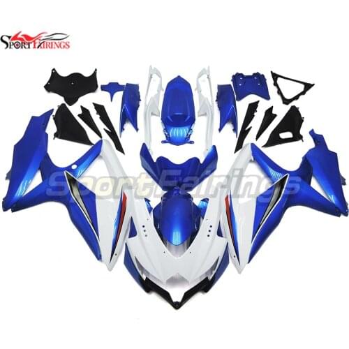 Blue White Fairings for GSXR600 GSXR750 2008 2009 2010 K8 Suzuki Sportbike Plastic Injection Bodywork Body Kit Cowlings Panels