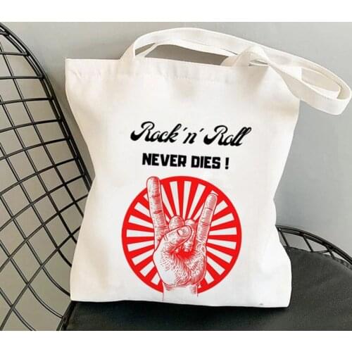 Shopper Maneskin Rock ‘n’ Roll never dies Bag Harajuku women Shopping Bag Canvas Shopper Bag girl handbag Tote Shoulder Lady Bag
