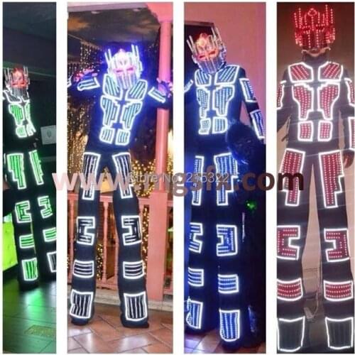 Free shipping stilts halloween LED Robot suit /Kryoman David Guetta led robot csotume