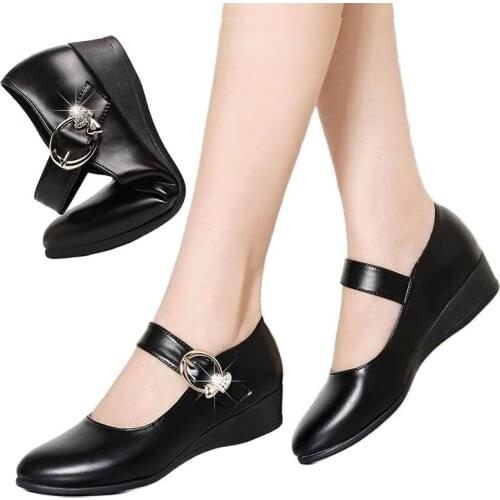 LIHUAMAO wedge heel women shoes soft comfortable square heel ankle strap ladies shoes pumps party platform mary jane shoes