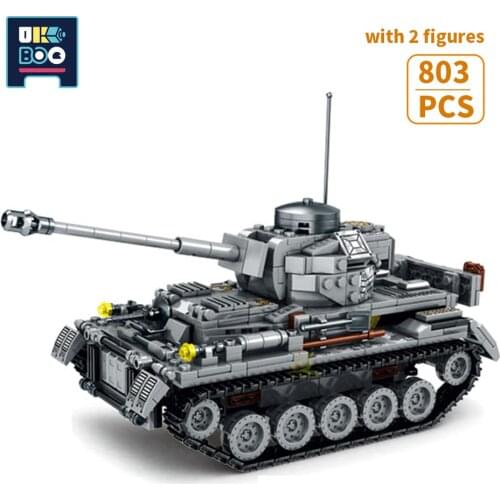 UKBOO 803PCS Military Panzerkampfwagen IV Tank Model Building Blocks Set WW2 Weapon Army Soldier Figure Bricks Toys for Children