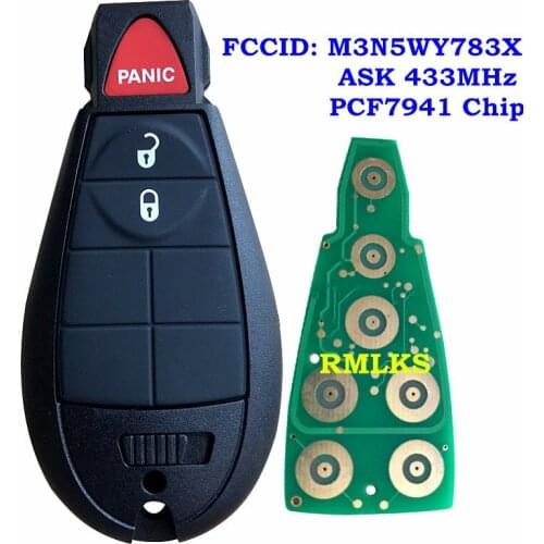 3 Buttons Smart Remote Car Key For Dodge Grand Caravan For Chrysler Town For Jeep Cherokee M3N5WY783X IYZ-C01C 433Mhz PCF7941