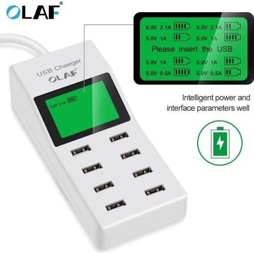 8-Port Fast Charging USB Charger EU Plug Desktop Fast Phone Charger Adapter for iPhone Samsung Xiaomi Huawei Smart Travel Charge