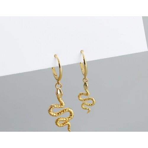 925 Sterling Silver Earring Fashion cute popular snake Short Pendant Drop Earring Personality trend Woman Girl Ear jewelry