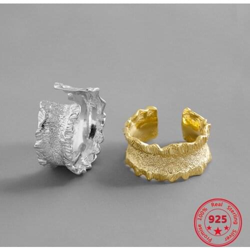 Japanese And Korean New 925 Sterling Silver Ring INS Simple Style Fashion Irregular Wave Sand Surface Original Womens Ring