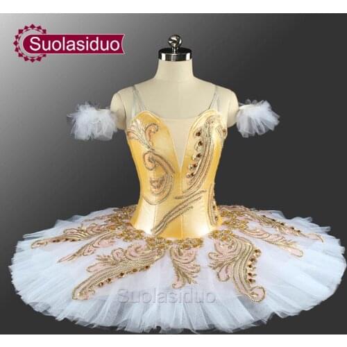 Women Yellow Fashion Ballet Tutu Stage Wear Costumes The Sleeping Beauty Ballet Dance Performance Competition Apperal Girs Dress