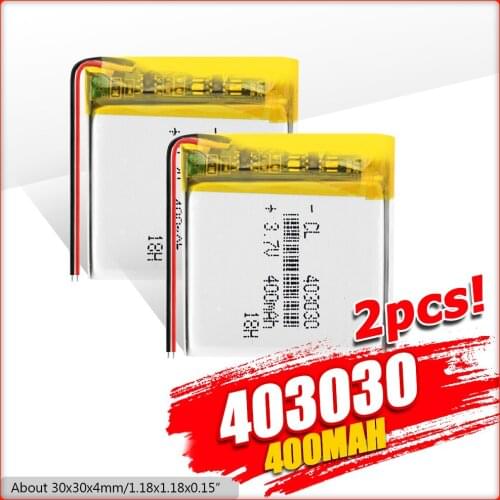1/2/4 pcs 3.7V 400mAh 403030 Lithium Polymer Li-Po Rechargeable Battery For Mp3 GPS headphone smart watch 4*30*30mm