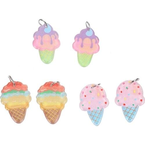 10pcs Icecream Charms Acrylic Simulation Food Earring Pendant For Jewelry Making DIY Handmade Craft