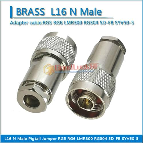1X Pcs N Male Socket Clamp Solder For RG5 RG6 LMR300 5DFB 5D-FB Cable Copper Straight Coaxial RF Connector Adapters