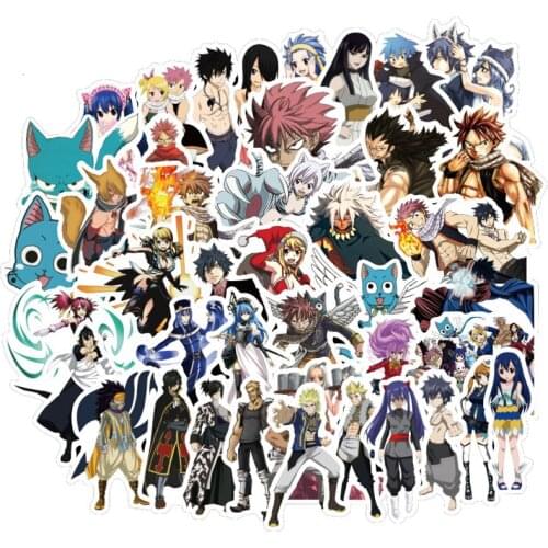 50pcs Japanese Anime Fairy Tail Pvc Adhesive Waterproof Sticker Fashion Trunk Brand Laptop Bag Stickers Toys F4