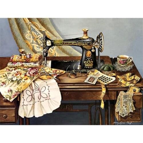 5D DIY Diamond Painting Sewing Machine Diamond Embroidery Scenic Cross Stitch Mosaic Picture Rhinestone Home Decor