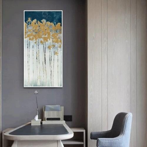 Abstract Gold Flowers Handmade Paints Modern Oil Painting Decoration Home Bed Room Wall Decor For Living Room Wall on Canvas