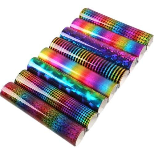 David accessories 30*140cm Rainbow Faux Synthetic Leather Fabric DIY Sewing Decorative Knotbow Bag Crafts,1Yc10187