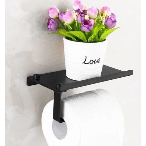 Bathroom Toilet Tissue Paper Holder Rack with Shelf Towel Resistant Wall Mounted Kitchen Roll Corrosion Paper Smooth Rack