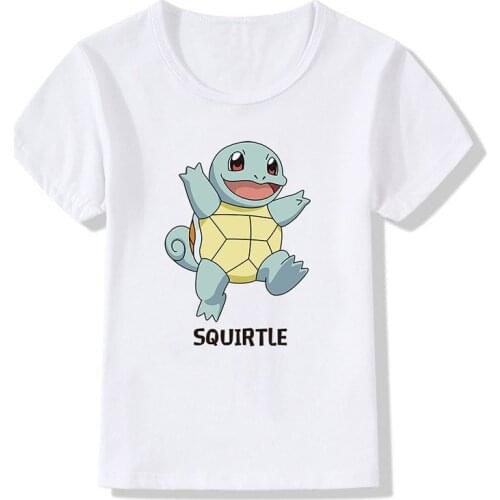 Pokemon Kids T-shirts Squirtle Snorlax Bulbasaur Printing Modal T Shirt Children Clothing Baby Girls Clothes Tops Boys Tees