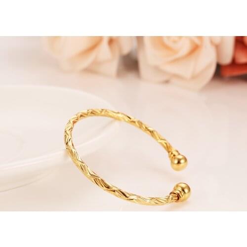 Dubai Gold Stamp baby SMALL Bangle Child Bracelet for Kids african Children Bairn Jewelry Baby mideast Arab cute Gift