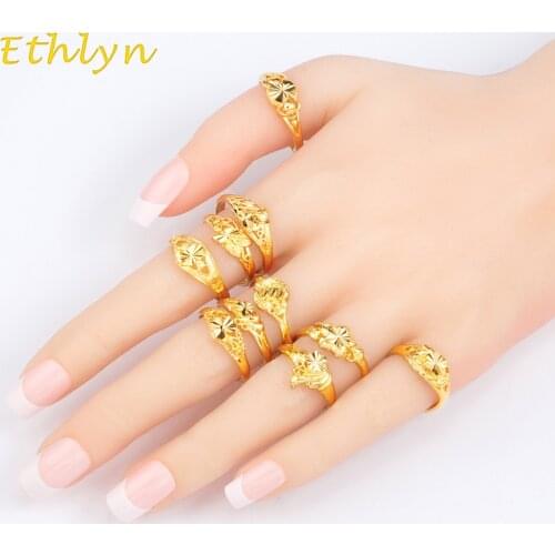 Ethlyn Ethiopian Wedding Women Rings Gold Color Adjustable Jewelry Rings Christmas gift 10 designs/lot mix items R41