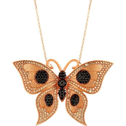 Hot Sale Butterfly Art Deco Boho Summer Statement Charming Fashion Necklace for Women 925 Sterling Silver Butterfly Pendant