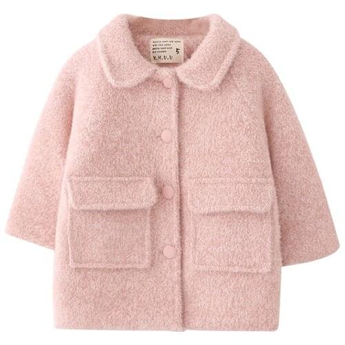 Girls cotton windbreaker children mink fur coat thick