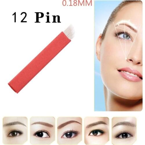 50pcs 6 Color Flash Needle Permanent Needle Makeup 12pin Manual nail Cap Easy Operate Uniform Color 0.18mm DoubleRow Microneedle
