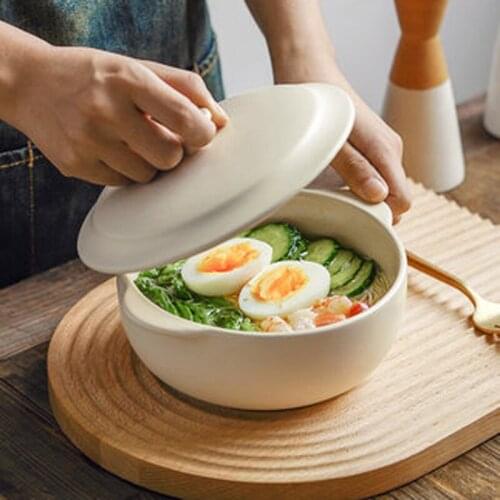 Noodle Bowl Ceramic Soup Bowl Household Simple Soup Bowl Large Bowl Creative Bowl Plate Tableware Japanese Binaural Bowl