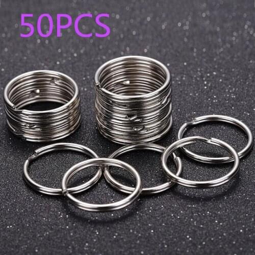 50pcs/100 PcsSet Key Ring Stainless Alloy Circle DIY 25mm Keyrings Silvery Key Chains Jewelry Keychain