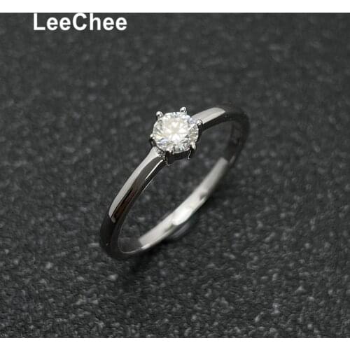 0.3CT Moissanite Ring 4MM Excellent Cut Lab Diamond Fine Jewelry for Women Anniversary Gift Test Passed Real 925 Sterling Silver