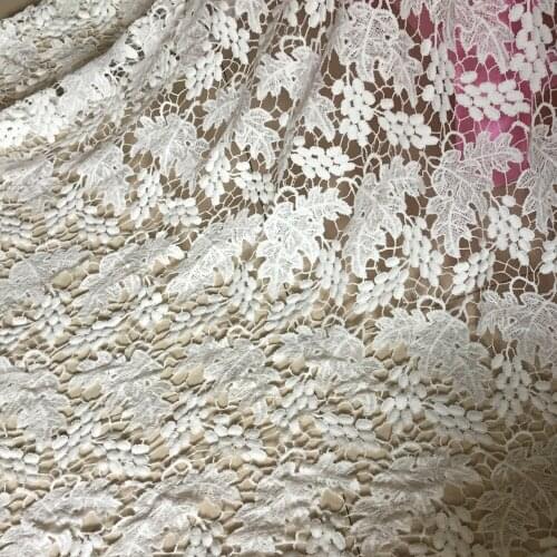 5Yards Latest 2018 Nigerian Wedding Party Dresses White African Lace Fabrics High Quality Flower Guipure Cord Lace Fabric